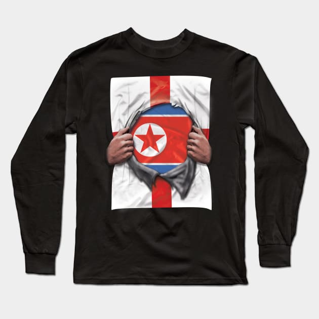 North Korea Flag English Flag Ripped - Gift for North Korean From North Korea Long Sleeve T-Shirt by Country Flags